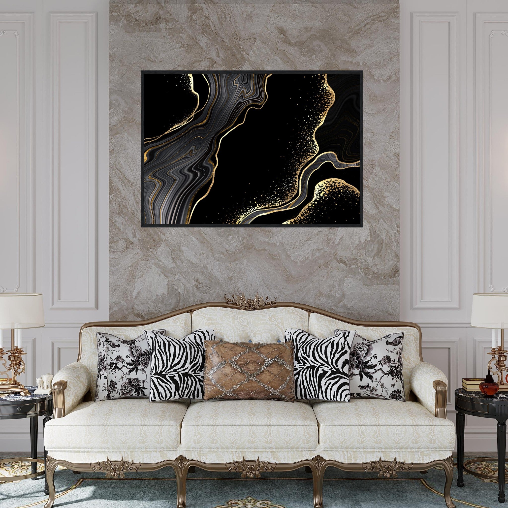 Abstract Symphony in Black & Gold